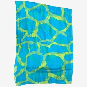 Vintage Vera Neumann Silk Scarf  Blue & Green Abstract Giraffe Print, oblong